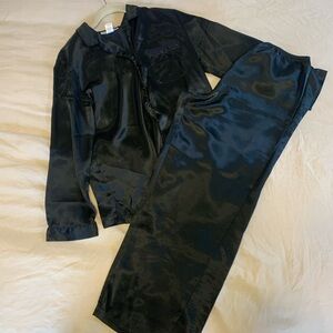 Morgan Taylor Black Satin Loungewear Top